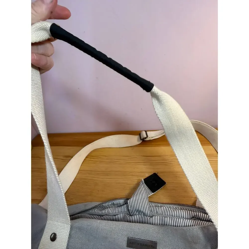 Cutter & Buck Gray Cotton Canvas Weekender Travel Tote Bag Shoulder Strap